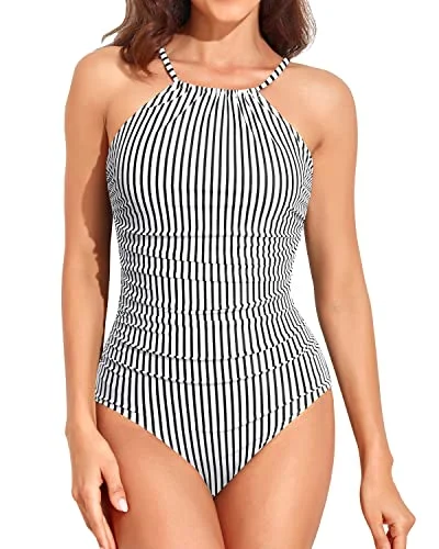 High Neck Tummy Control Swimwear Women's One Piece Bathing Suit