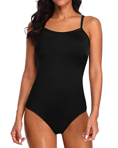 Women's Athletic One Piece Swimsuits For Training And Swimming-Black