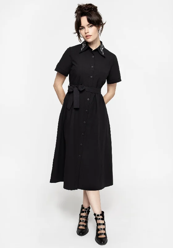 Goodfellow Embroidered Collar Midi Shirt Dress