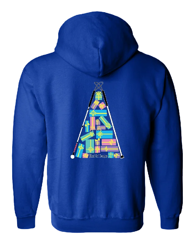 Christmas Tree of Gifts Zip Hoodie - Royal Blue