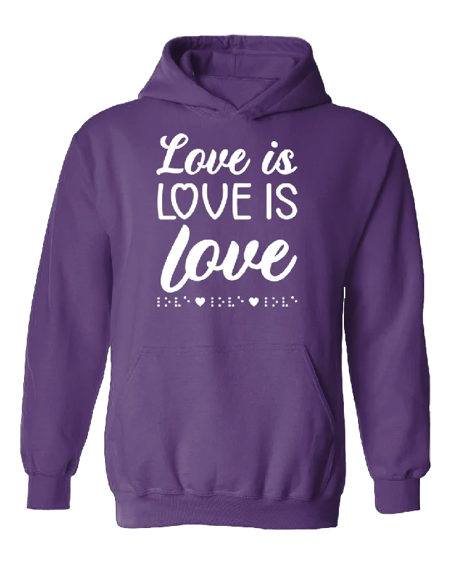 3D! Love is Love with Braille Hoodie - Purple