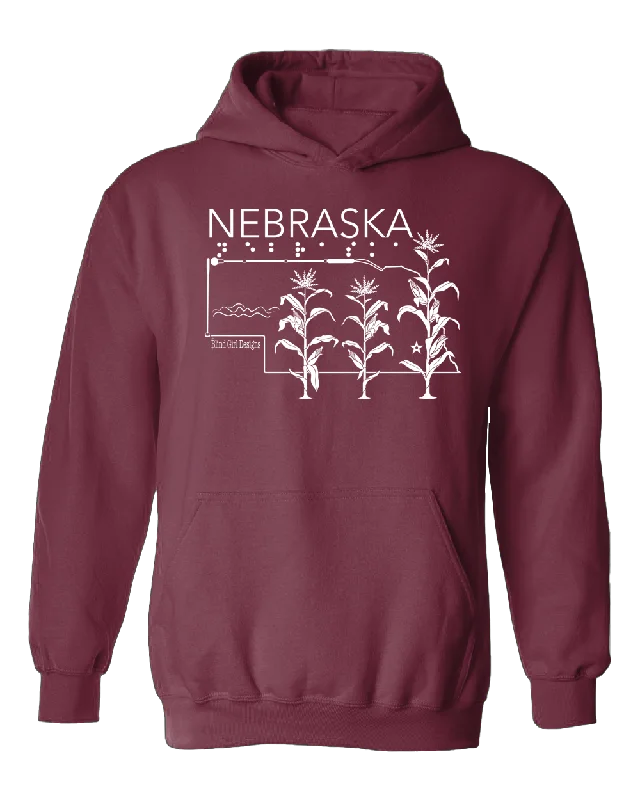 3D tactile! Nebraska State Hoodie - Berry