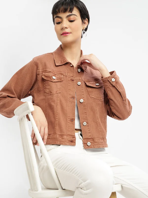 Women Brown Denim Jacket