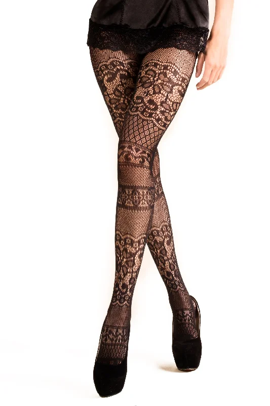 Intarsia Lace Fishnet Tights