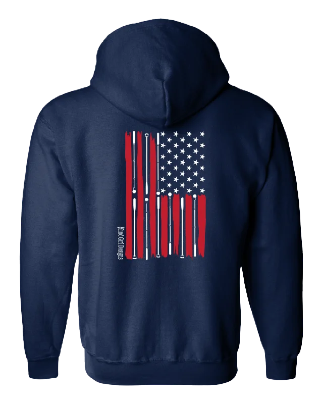 Beautiful American flag Zip Hoodie navy blue