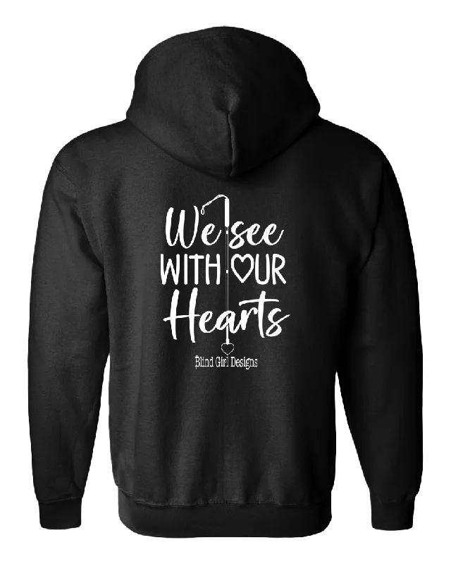 3D We See With Our Hearts Full Zip Hoodie - Black