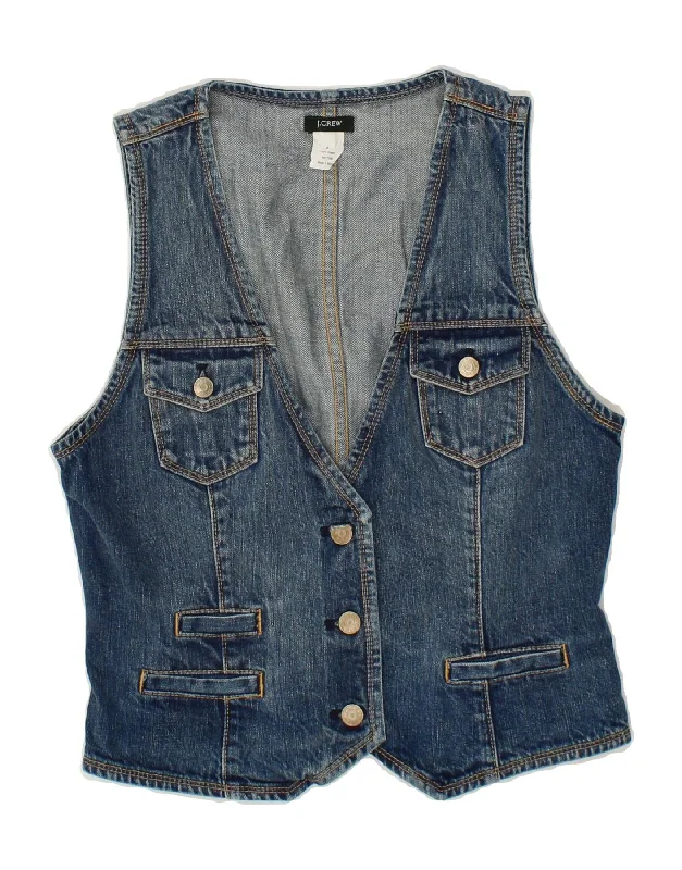 J. CREW Womens Crop Denim Gilet US 8 Medium Blue Cotton