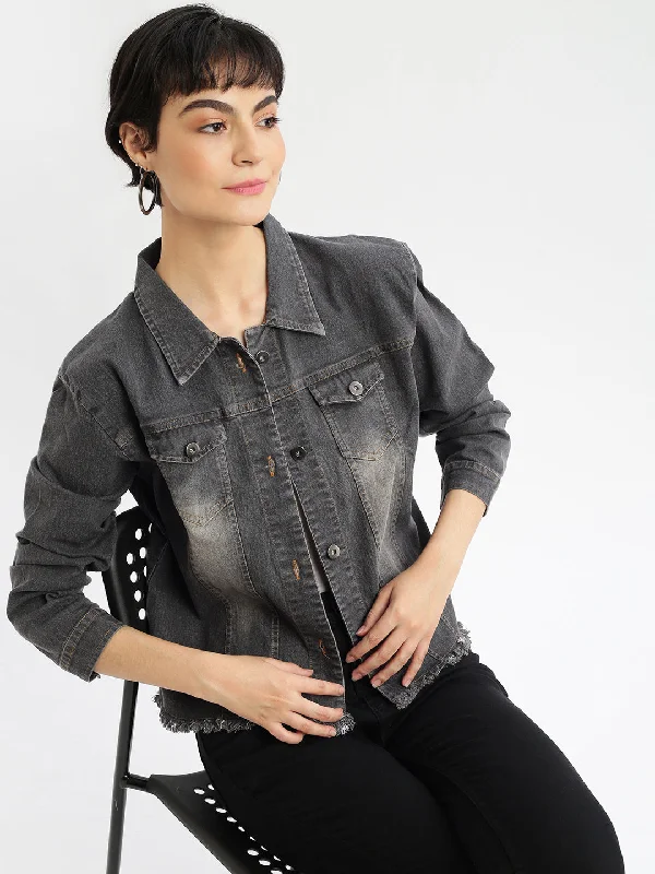 Women Grey Denim Jacket