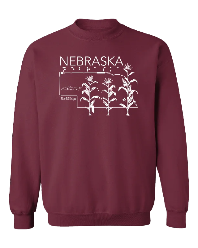 3D Tactile! Nebraska State Sweatshirt - Berry