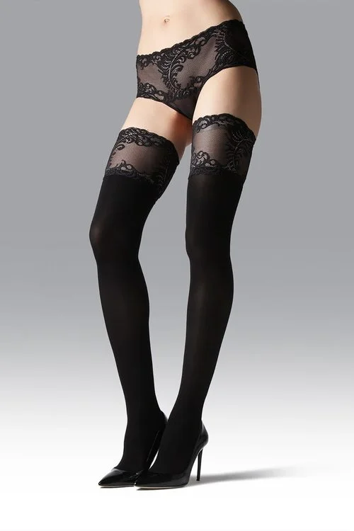 Feathers Opaque Thigh Highs