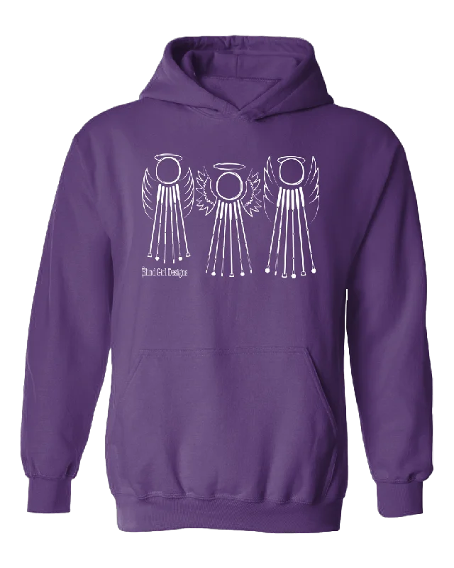 Tactile 3 Sweet White Cane Angels Hoodie - Purple