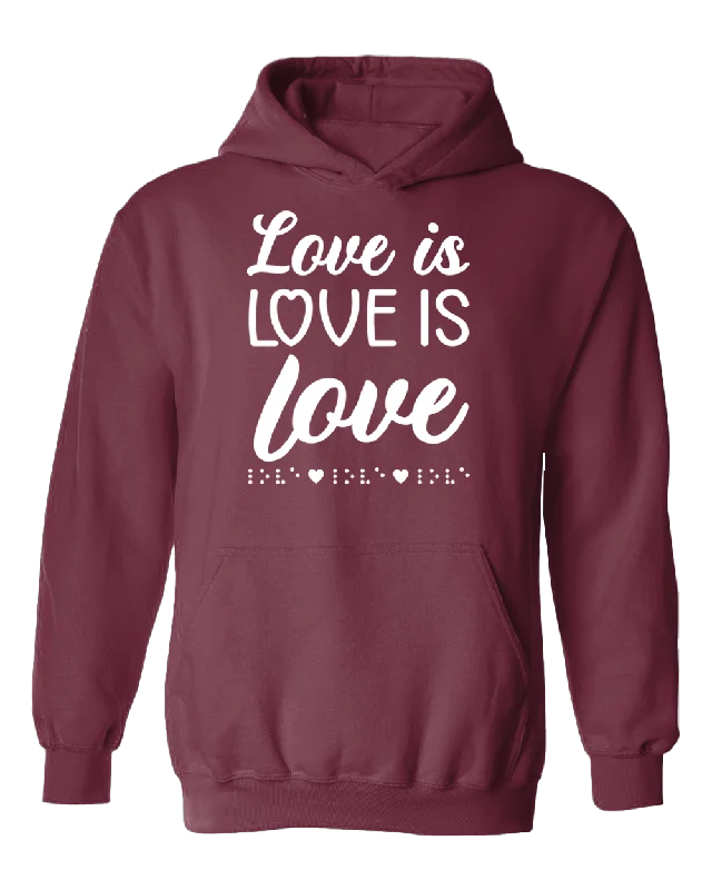 3D! Love is Love with Braille Hoodie - Berry