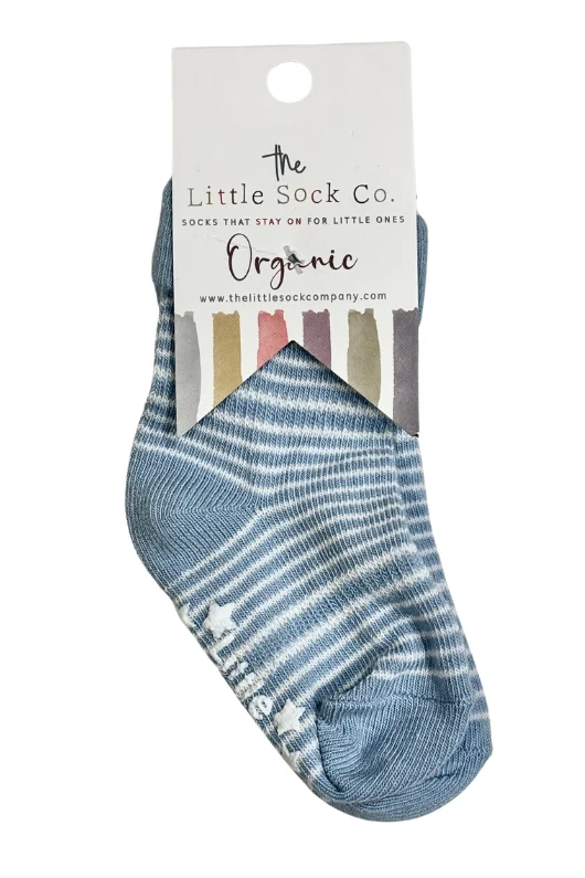 Light Blue Stripe Non-Slip Stay On Socks