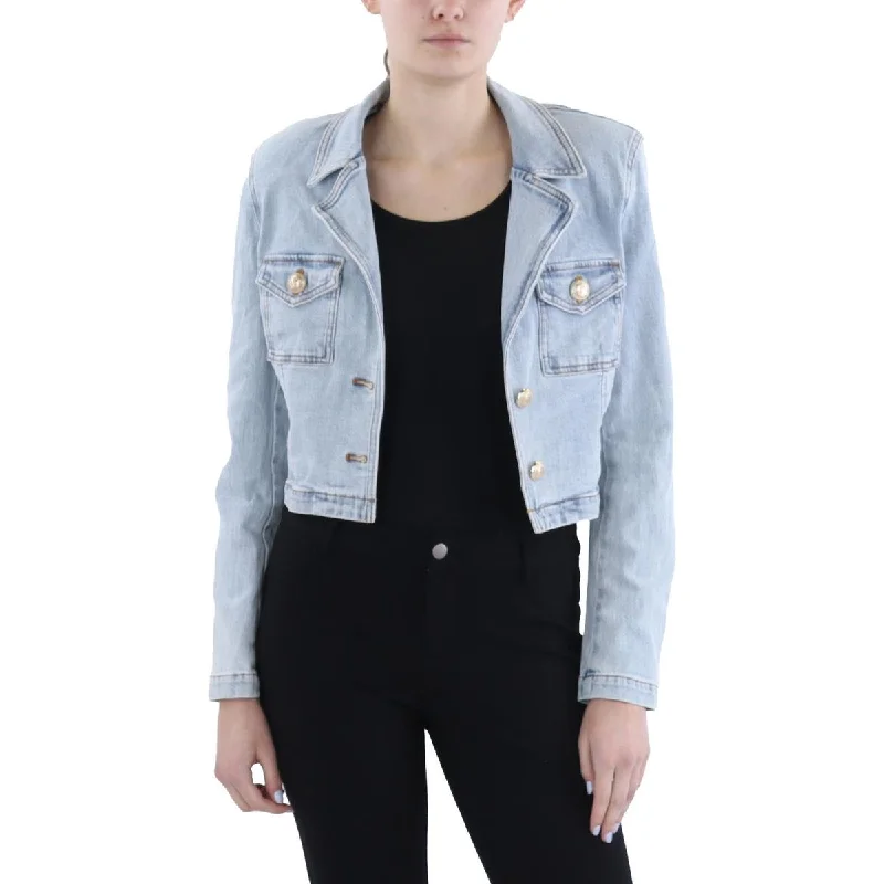 Womens Button Closure Long Sleeve Denim Jacket