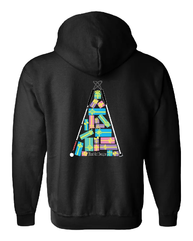 Christmas Tree of Gifts Zip Hoodie - Black