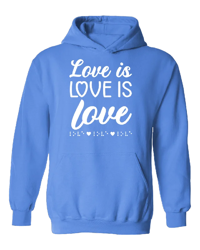 3D! Love is Love with Braille Hoodie - Carolina Blue