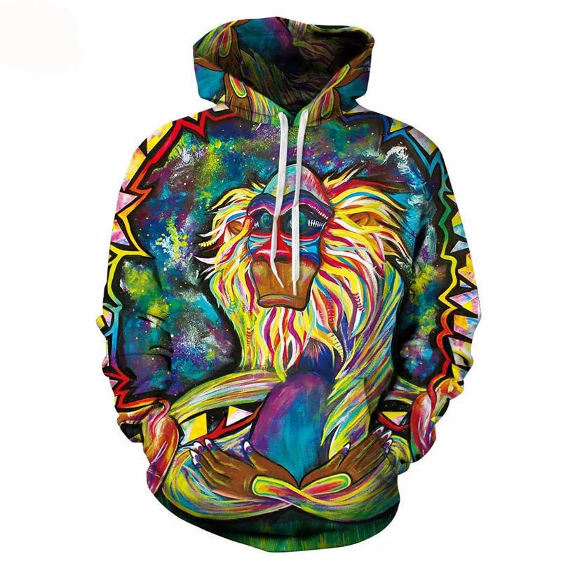 Spring Autumn Thin Clown Oil Printing Hoodies for Men/women