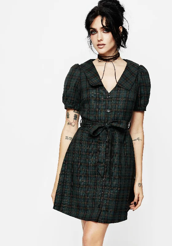 Nightingale Check Collar Mini Shirt Dress