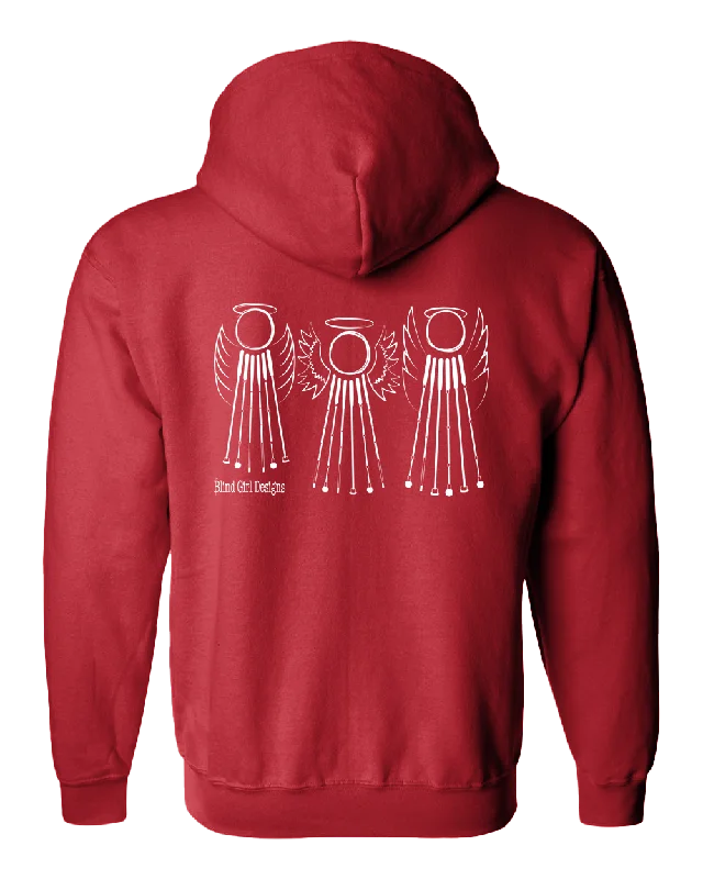 Tactile 3 Sweet White Cane Angels Full Zip Hoodie - Red