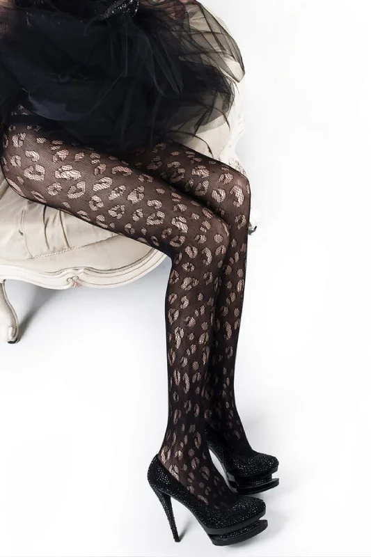 Plus Size Kiss Me Leopard Print Fishnet Tights