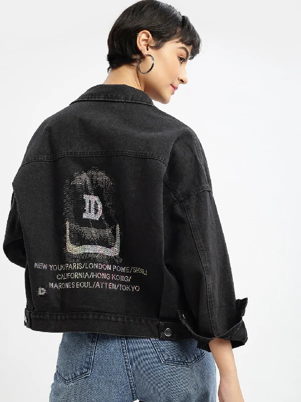 Women Black Denim Jacket