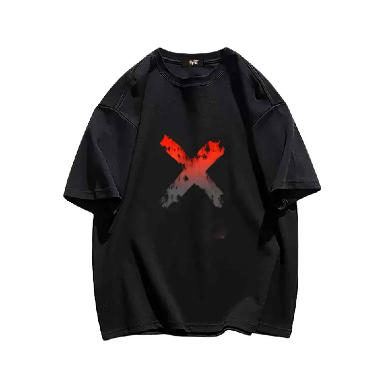 “Gradient Big Red Cross” T-shirt