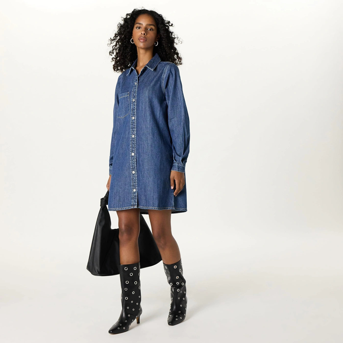 Dark Blue Denim Long Shirt