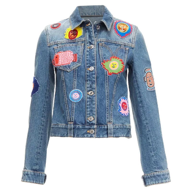 Louis Vuitton yayoi kama faces leather patch denim jacket