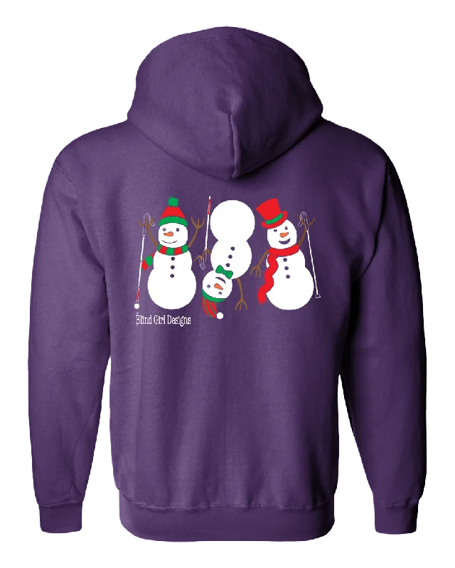 3 Dancing Snowmen with White Canes Full Zip Hoodie - Purple