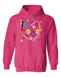 Colorful Flower Heart Cane Hoodie - Vibrant Pink