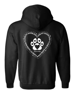 3D I Love My Guide Dog Full Zip Hoodie - Black