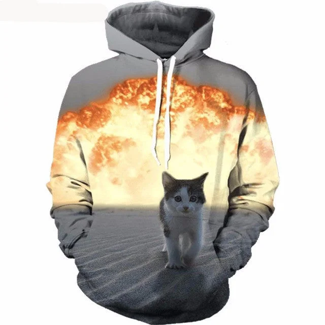 New Fashion 3D Cat Hoodie Sweatshirt For Men