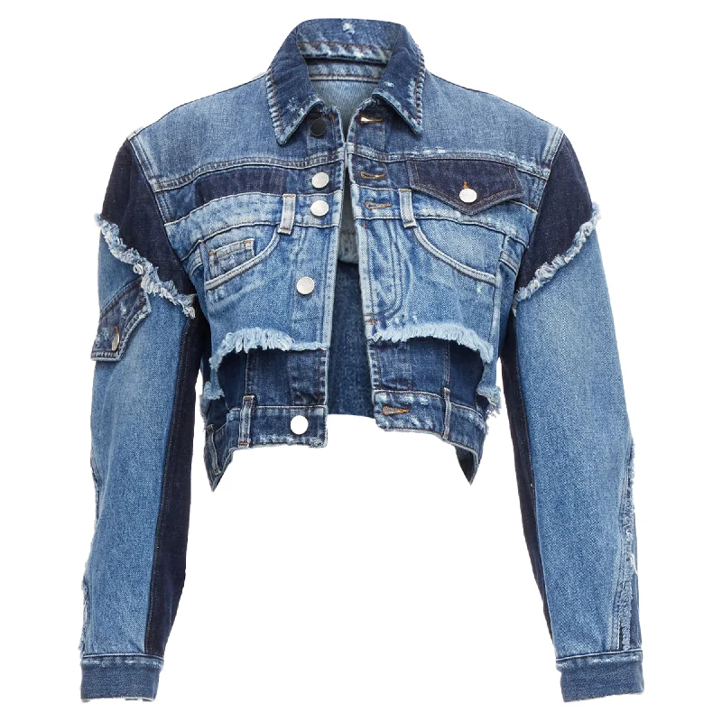 Dolce & Gabbana denim deconstructed patchwork cropped jacket