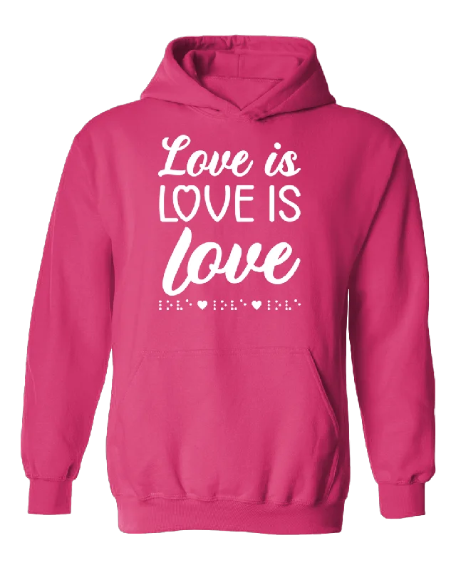 3D! Love is Love with Braille Hoodie - Vibrant Pink