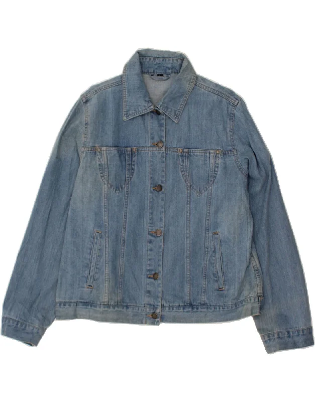 VINTAGE Womens Denim Jacket IT 44/46 Large Blue Cotton