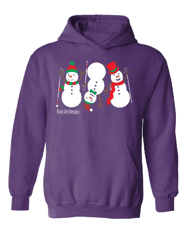 3 Dancing Snowmen with White Canes Hoodie - Purple