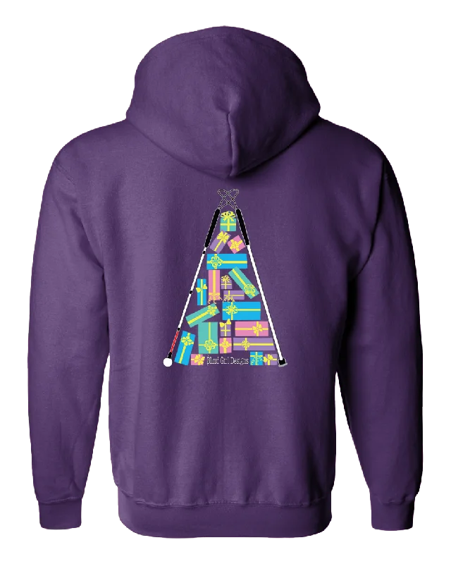 Christmas Tree of Gifts Zip Hoodie - Purple