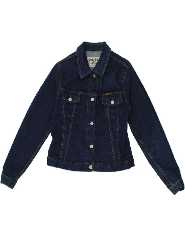 CARRERA Womens Denim Jacket UK 10 Small Navy Blue Cotton