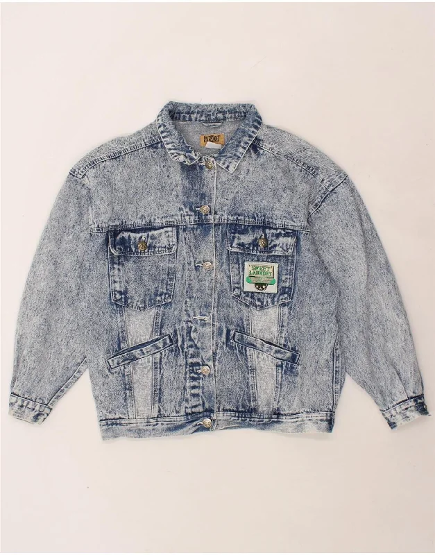 VINTAGE Womens Denim Jacket EU 40 Medium Blue Cotton