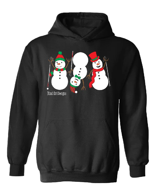 3 Dancing Snowmen with White Canes Hoodie - Black