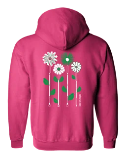 3D Pretty Daisies Zip Hoodie - Vibrant Pink