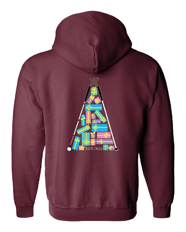 Christmas Tree of Gifts Zip Hoodie - Berry