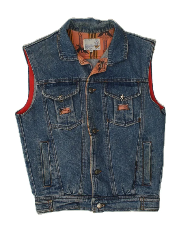 POP 84 Womens Denim Gilet IT 42 Medium Blue