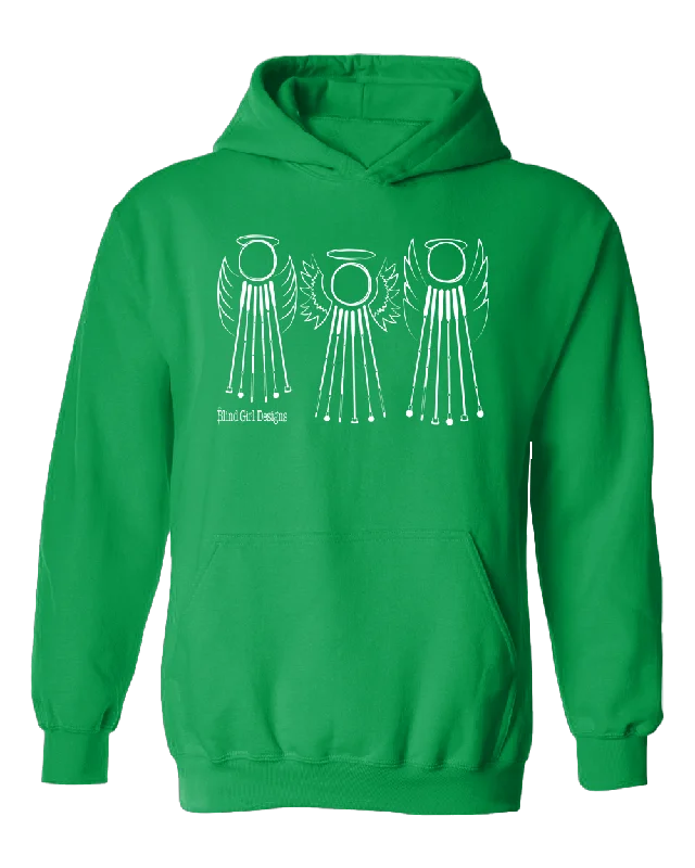 Tactile 3 Sweet White Cane Angels Hoodie - Irish Green