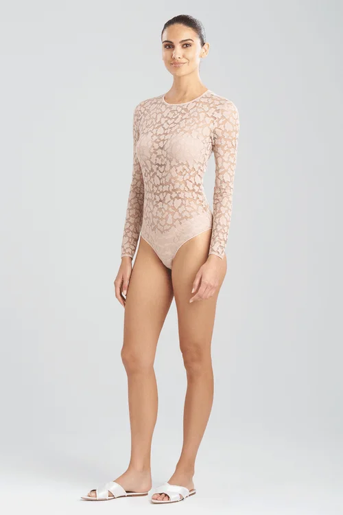 Temptation Sheer Allover Lace Long Sleeve Bodysuit