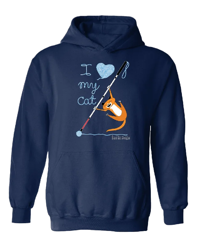 I Love My Cat Hoodie - Navy Blue