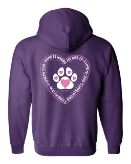 Home Is Where My Dog Is Full Zip Hoodie - Purple