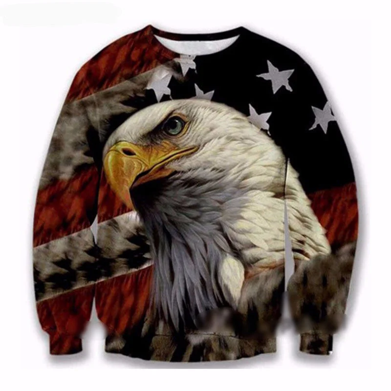 American Flag Crew neck 3D Hoodies for Men