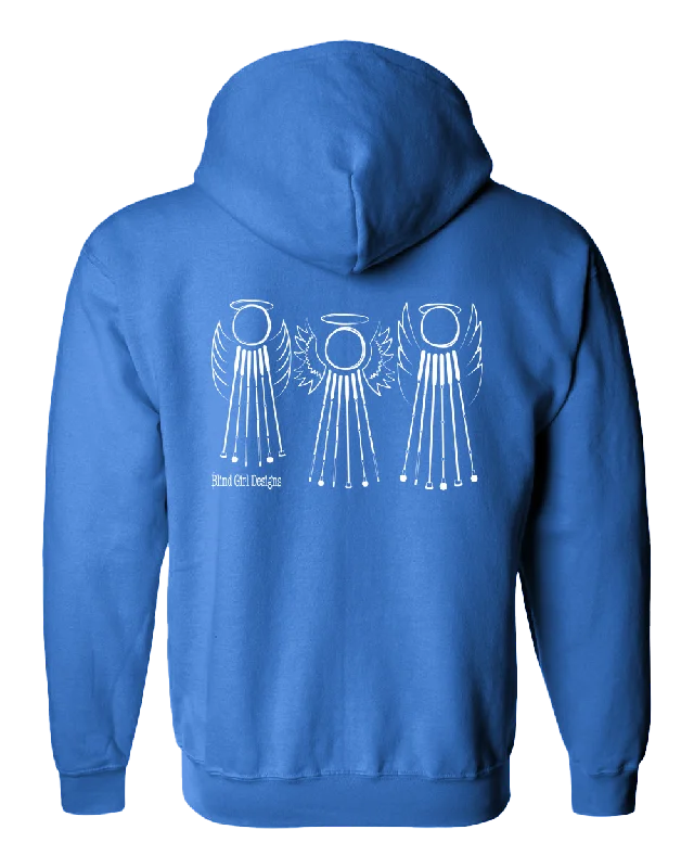 Tactile 3 Sweet White Cane Angels Full Zip Hoodie - Carolina Blue