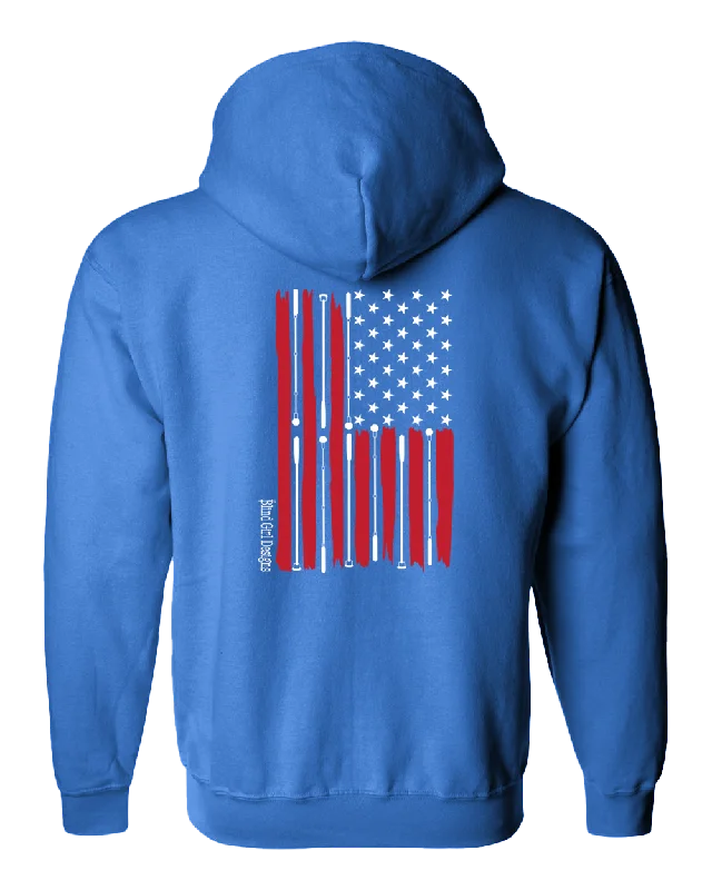 Beautiful American flag Zip Hoodie Carolina blue (deep light blue color)